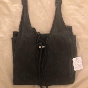 We the free charcoal front tie top